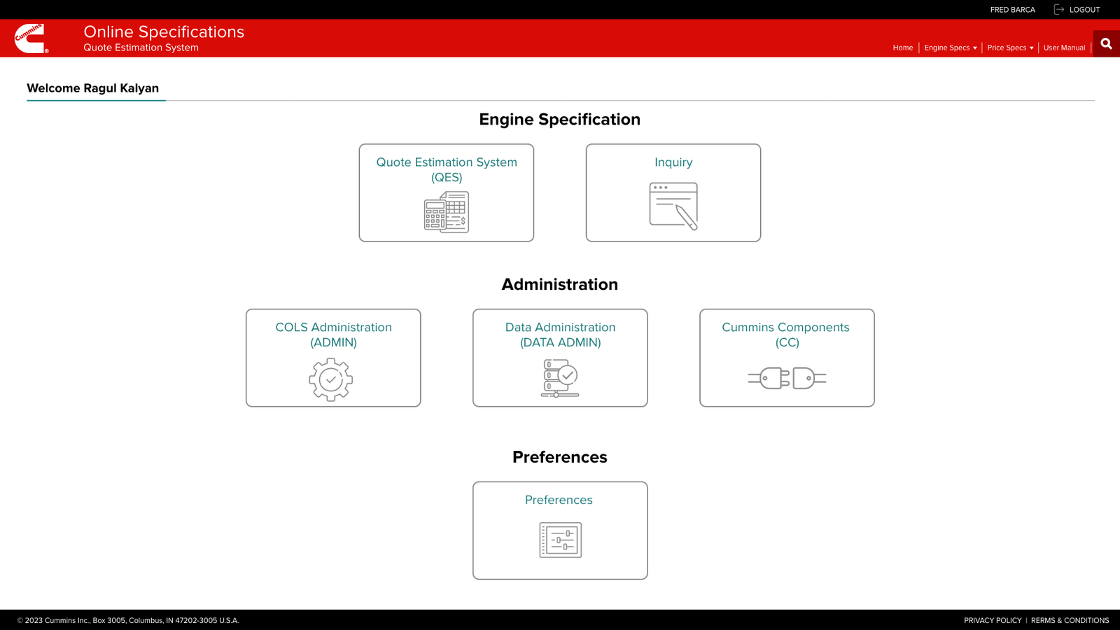 Cummins COLS Enterprise Configuration UX Design — Barca Design Studio