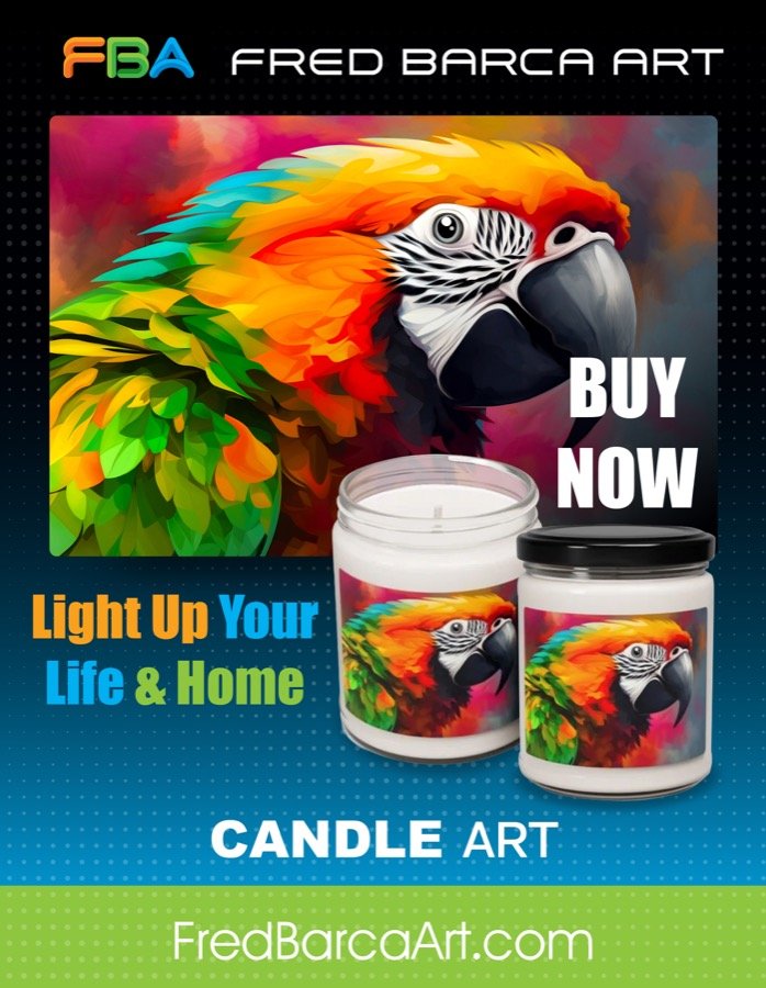 FBA Art — Parrot Candle Art Product Ad